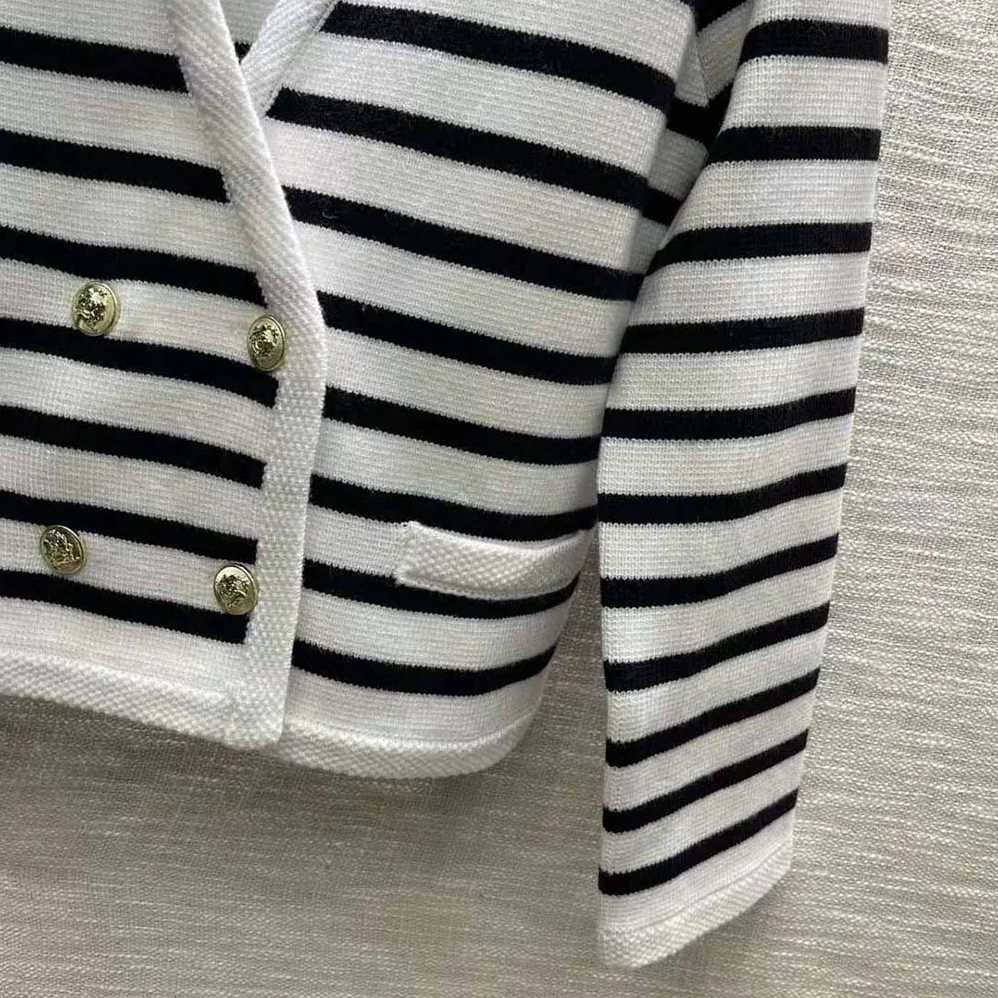 Celine Cropped Cardigan in Marinière Wool for Women Celine Cropped Cardigan in Marinière Wool for Women