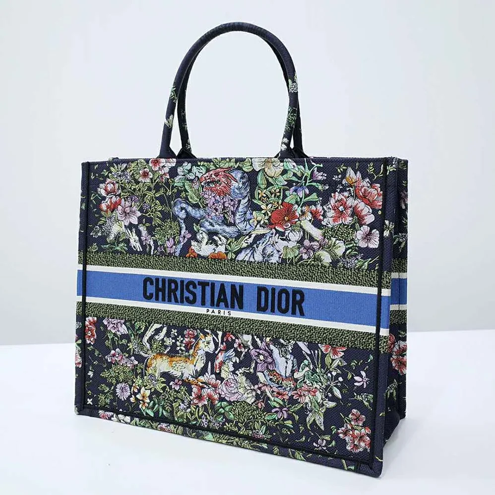 Dior Large Dior Book Tote Blue Multicolor D for Women in Constellation Embroidery
