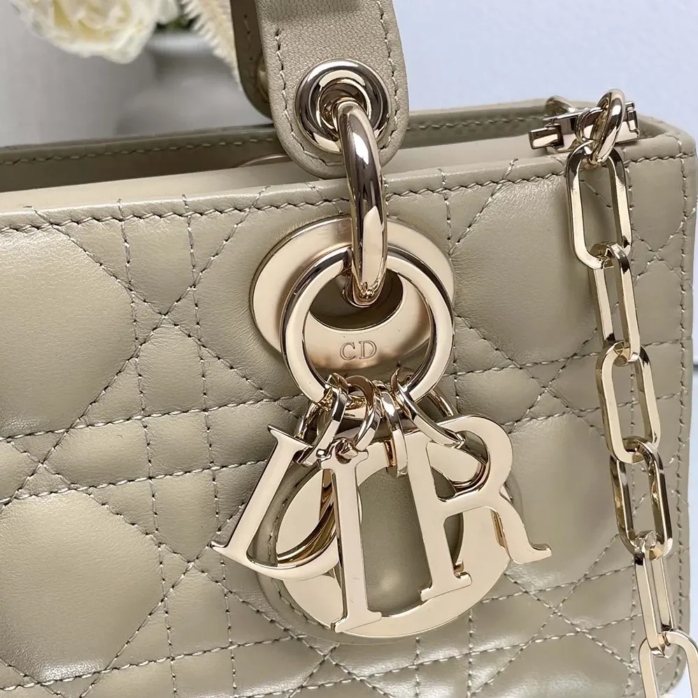 Dior Small Lady D-Joy Bag Biscuit Cannage Lambskin for Women
