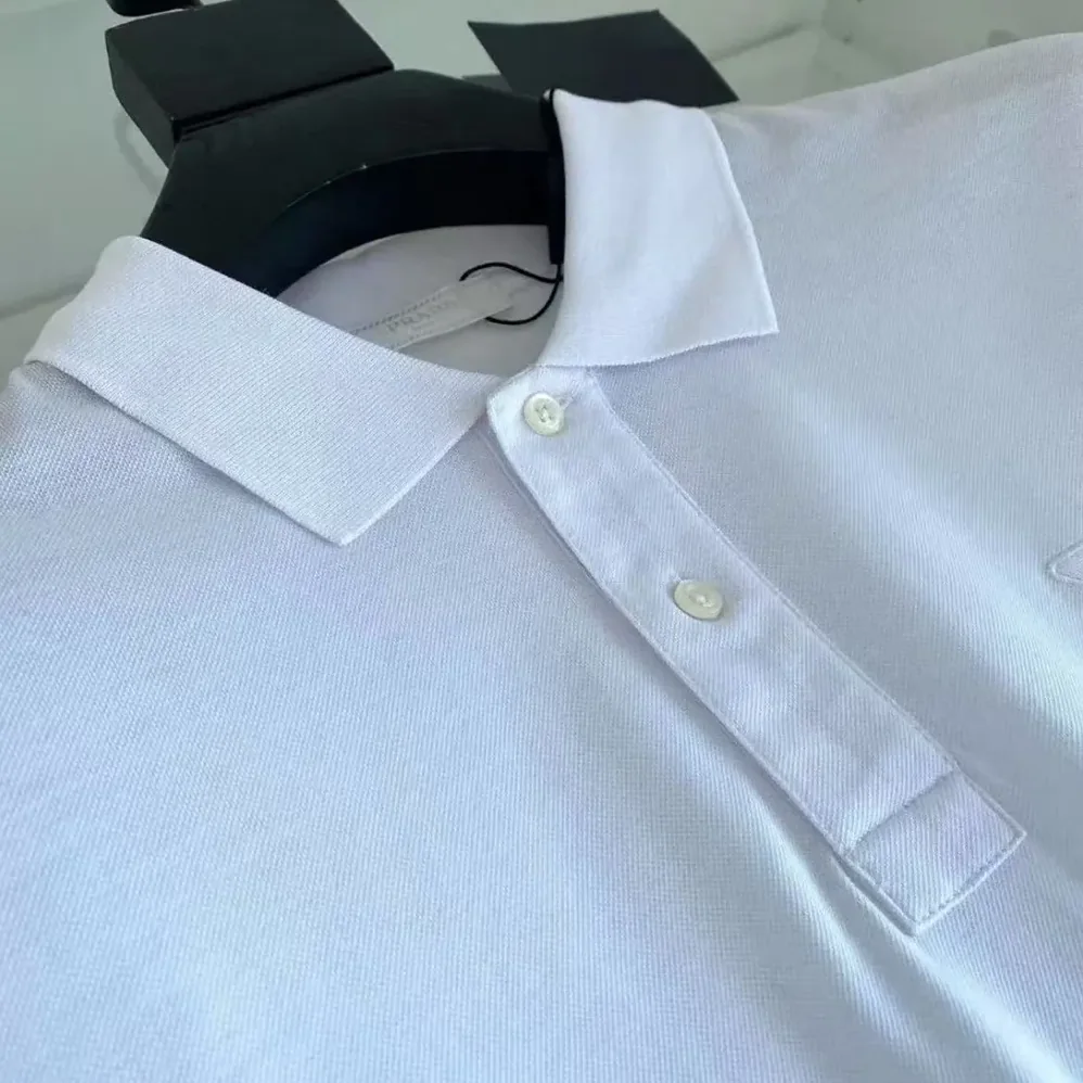 Prada Piqué Polo Shirt with Iconic Triangle Logo for Men Prada Piqué Polo Shirt with Iconic Triangle Logo for Men