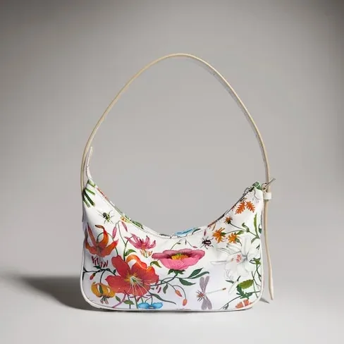 Gucci Lady Lunetta Small Shoulder Bag / White/ Multicolor Gucci Flora Coated Canvas Palladium Hardware