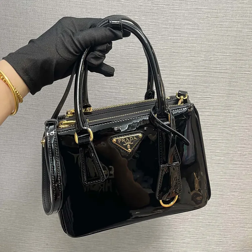 Prada Prada Galleria Patent Leather Mini Bag for Women in Black