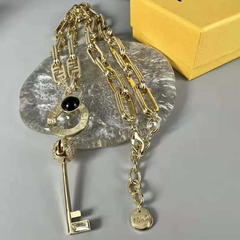 Fendi Master Key Necklace Gold for Women in colored Necklace