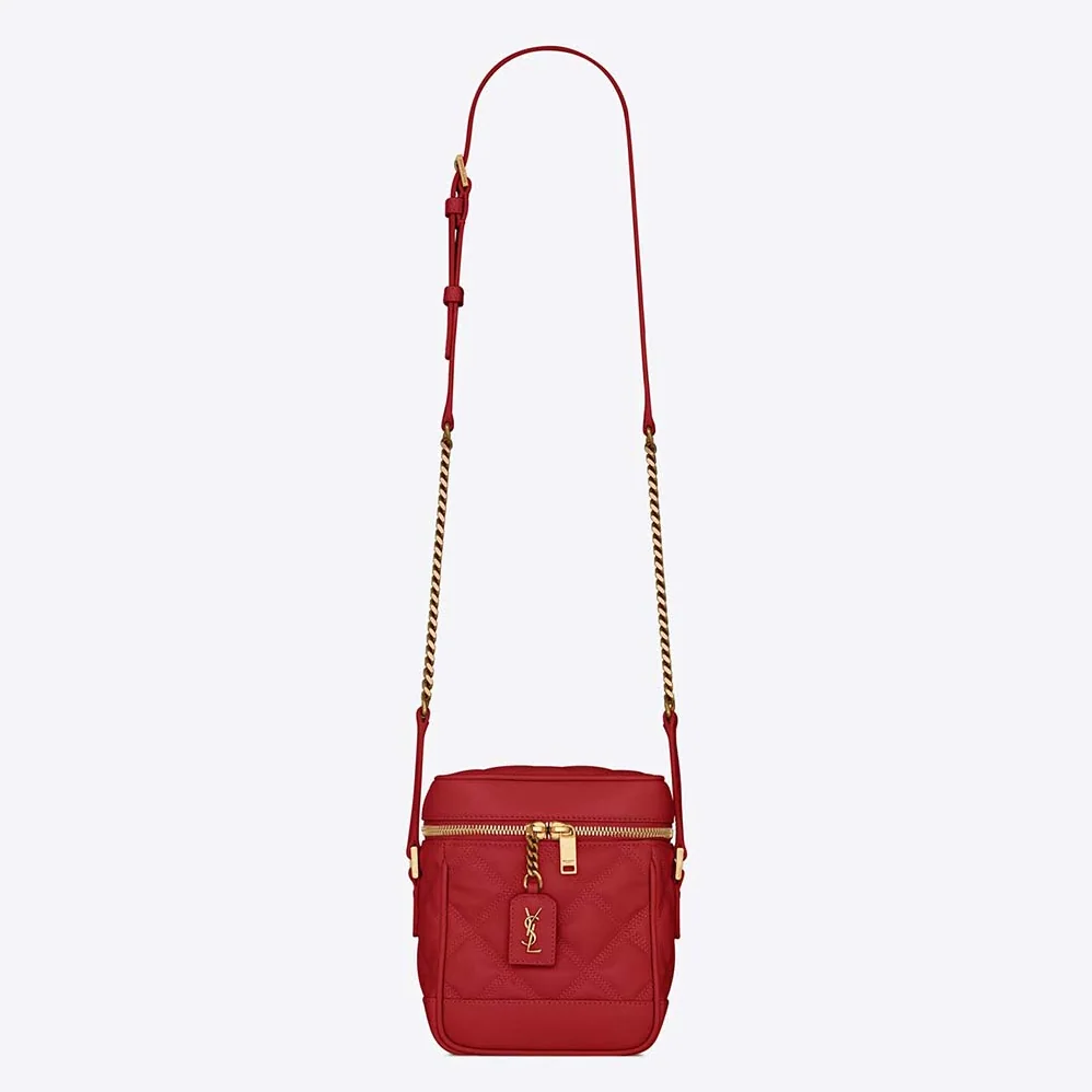 Saint Laurent YSL 80's Vanity Bag in Carre-Quilted Grain DE Poudre Embossed Leather for Women Saint Laurent YSL 80's Vanity Bag in Carre-Quilted Grain DE Poudre Embossed Leather for Women