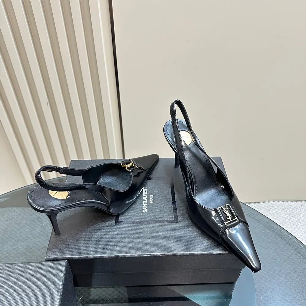 Saint Laurent YSL Babylone Breteuil Slingback Pumps in Smooth Leather for Women in Black Saint Laurent YSL Babylone Breteuil Slingback Pumps in Smooth Leather for Women in Black