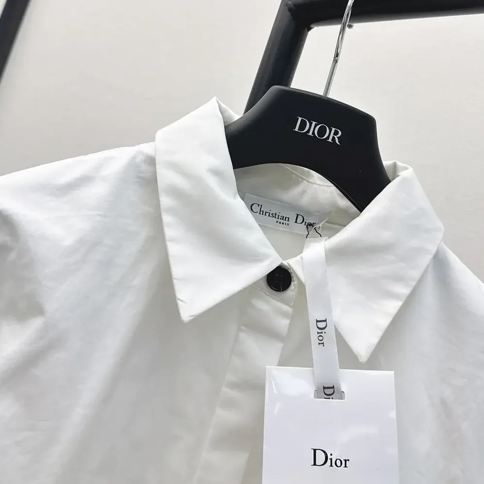 Dior Blouse with Puff Sleeves White Cotton Poplin for Women
