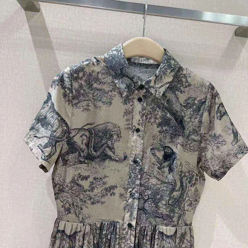 Dior Shirt Dress Hazelnut Cotton Voile with Toile de Jouy Motif for Women Dior Shirt Dress Hazelnut Cotton Voile with Toile de Jouy Motif for Women
