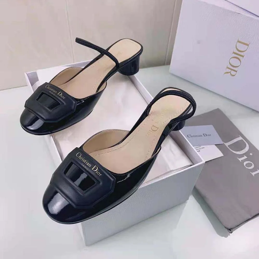 Dior Day Slingback Pump Black Patent Calfskin for Women