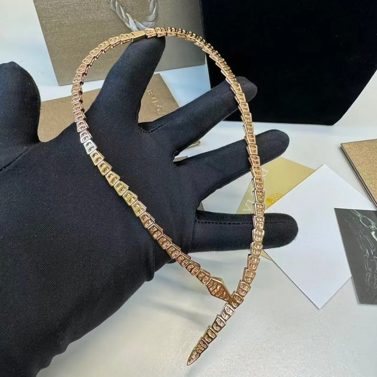 Bvlgari Serpenti Viper Necklace Rose Gold