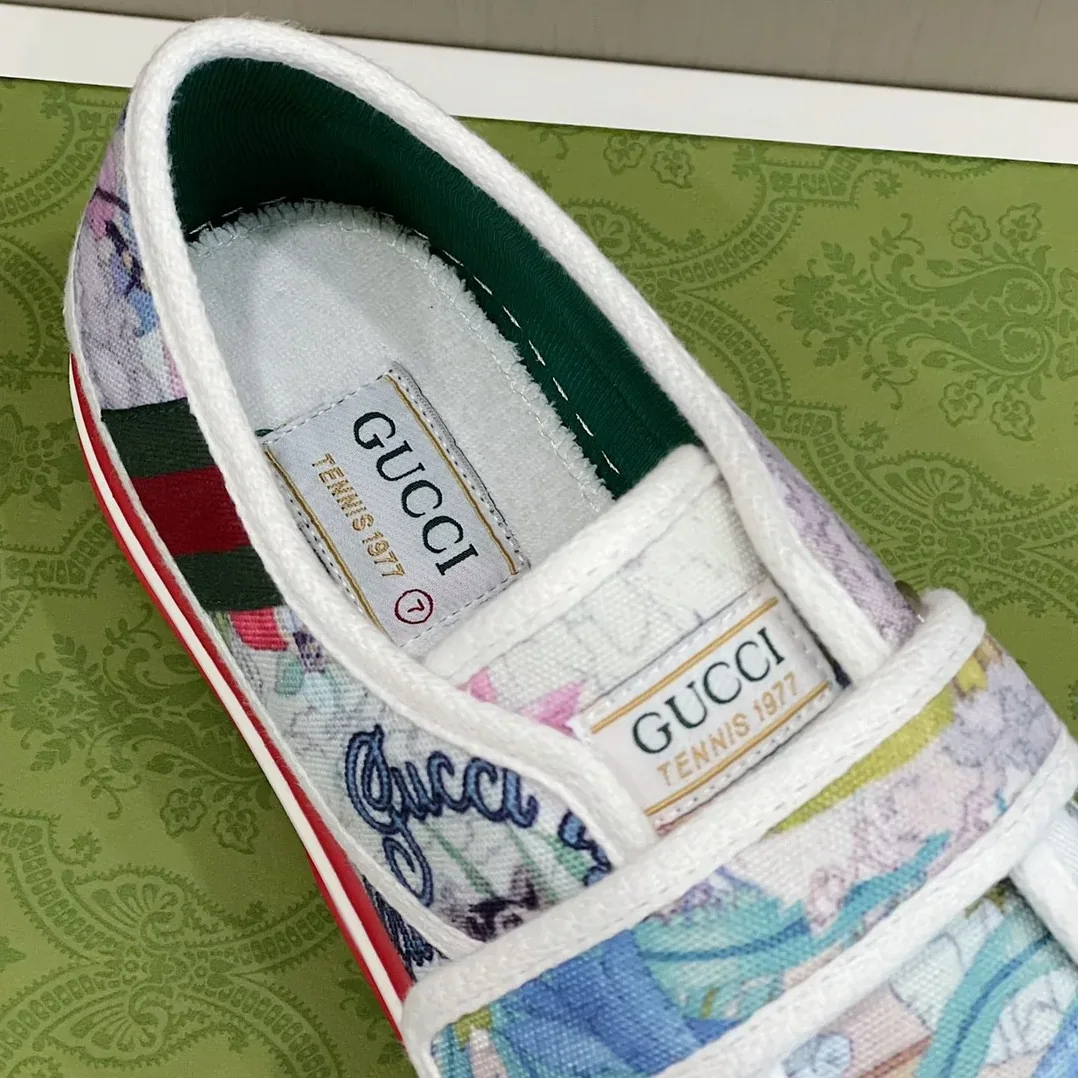 Gucci Tennis 1977 Sneaker With Tiger White Blue for Women