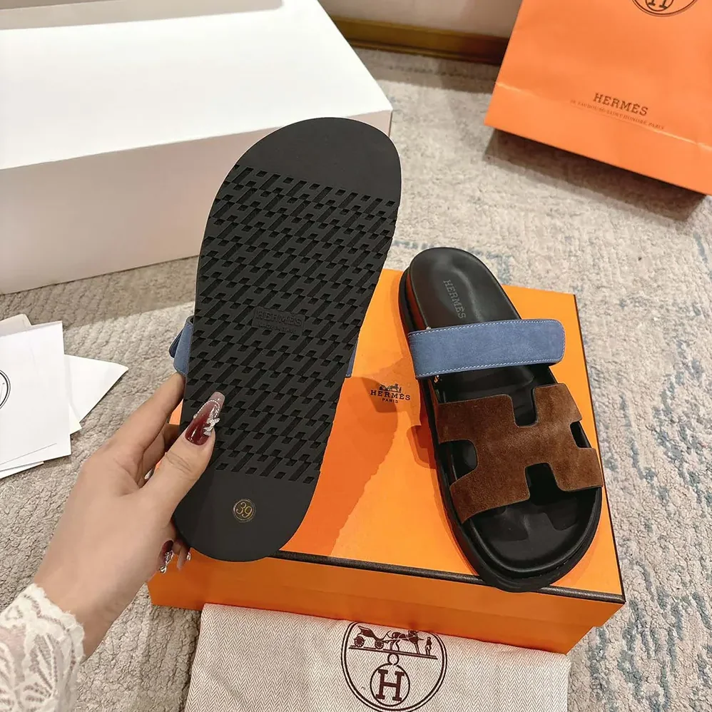 Hermes Chypre Sandal for Unisex in Blue/Brown