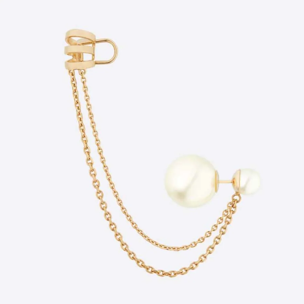Dior Tribales Earring Gold-Finish Metal and White Resin Pearls for Women Dior Tribales Earring Gold-Finish Metal and White Resin Pearls for Women