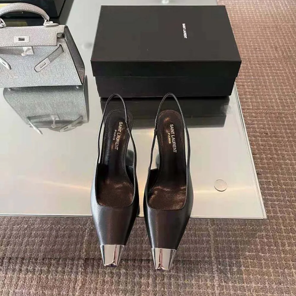 Saint Laurent YSL Blade Slingback Pumps in Smooth Leather for Women