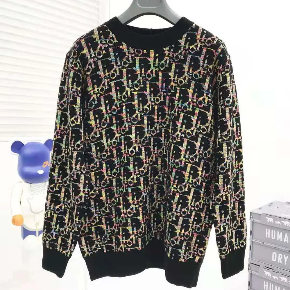 Dior Oblique Sweater Black Wool Jacquard for Men