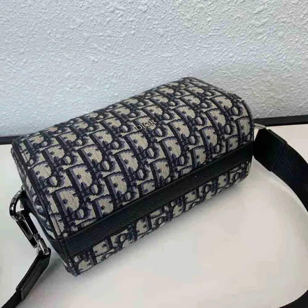 Dior Lingot 22 Bag Beige and Black Dior Oblique Jacquard for Men