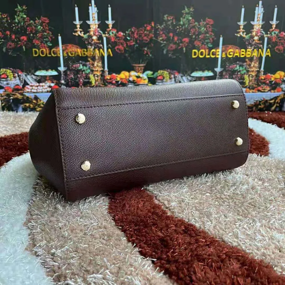 Dolce Gabbana D&G Medium Dauphine Leather Sicily Bag for Women in Bordeaux Dolce Gabbana D&G Medium Dauphine Leather Sicily Bag for Women in Bordeaux