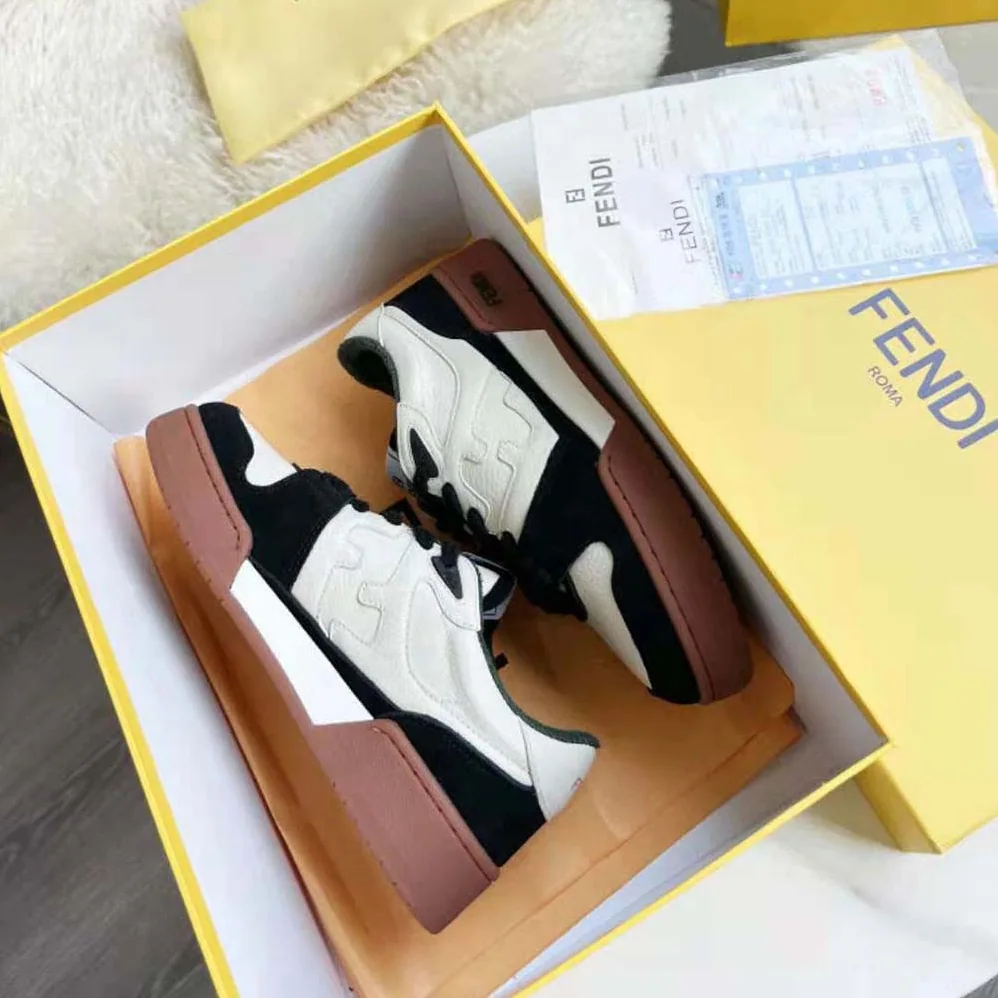 Fendi Match Low Tops in Black Suede for Unisex