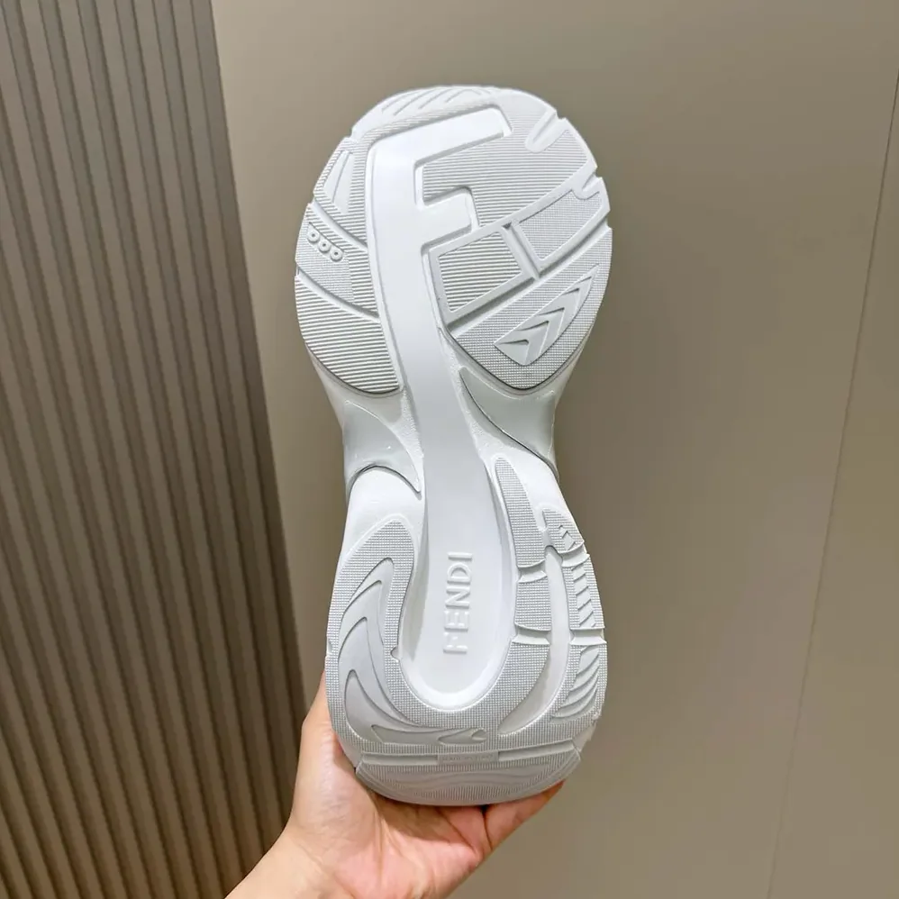 Fendi F-Light Sneakers White Leather and Mesh Running Shoes for Unisex