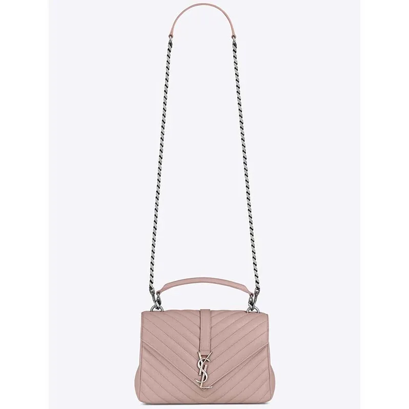 Saint Laurent YSL Classic Medium College Bag Matelasse Leather in Pink Saint Laurent YSL Classic Medium College Bag Matelasse Leather in Pink