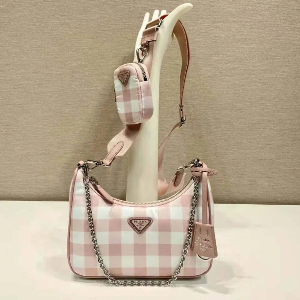 Prada Re-Edition 2005 Printed Re-Nylon Bag for Women in Pink