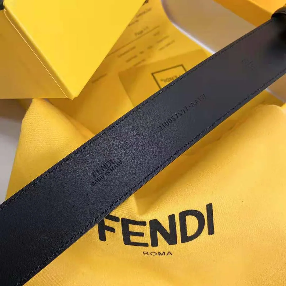 Fendi Belt with Loop and FF Stud Buckle for Women in Black Fendi Belt with Loop and FF Stud Buckle for Women in Black