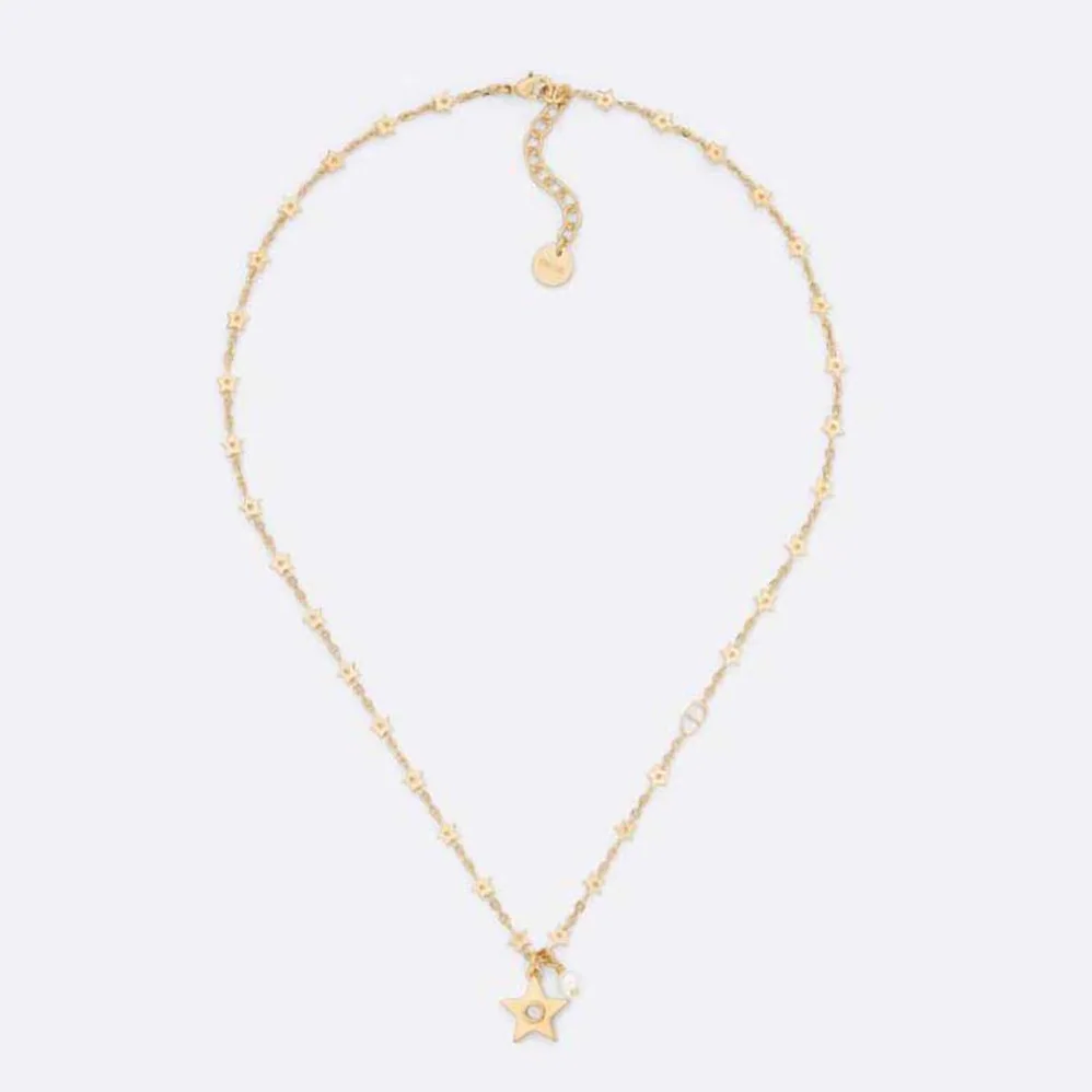 Dior Star Necklace Gold-Finish Metal with a White Resin Pearl and Mirror for Women