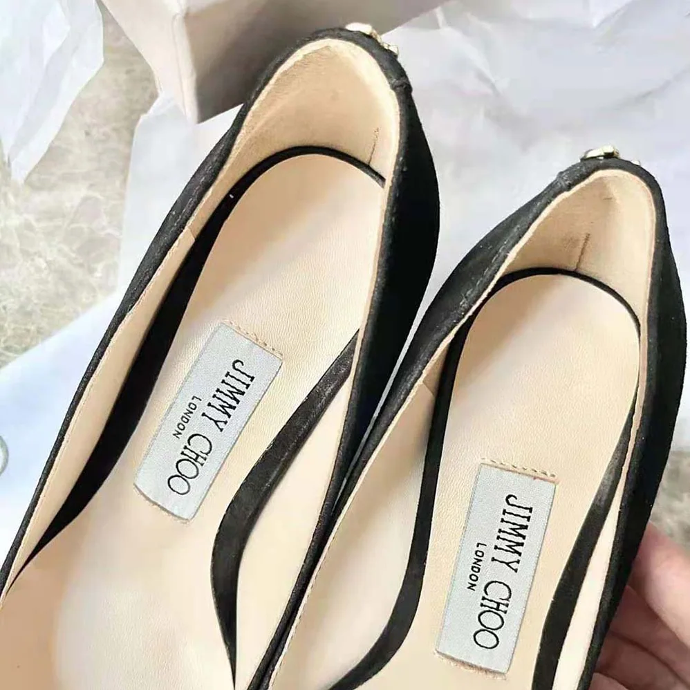 Jimmy Choo RENE 65 Black Suede and Patent Leather Pointed Pumps for Women