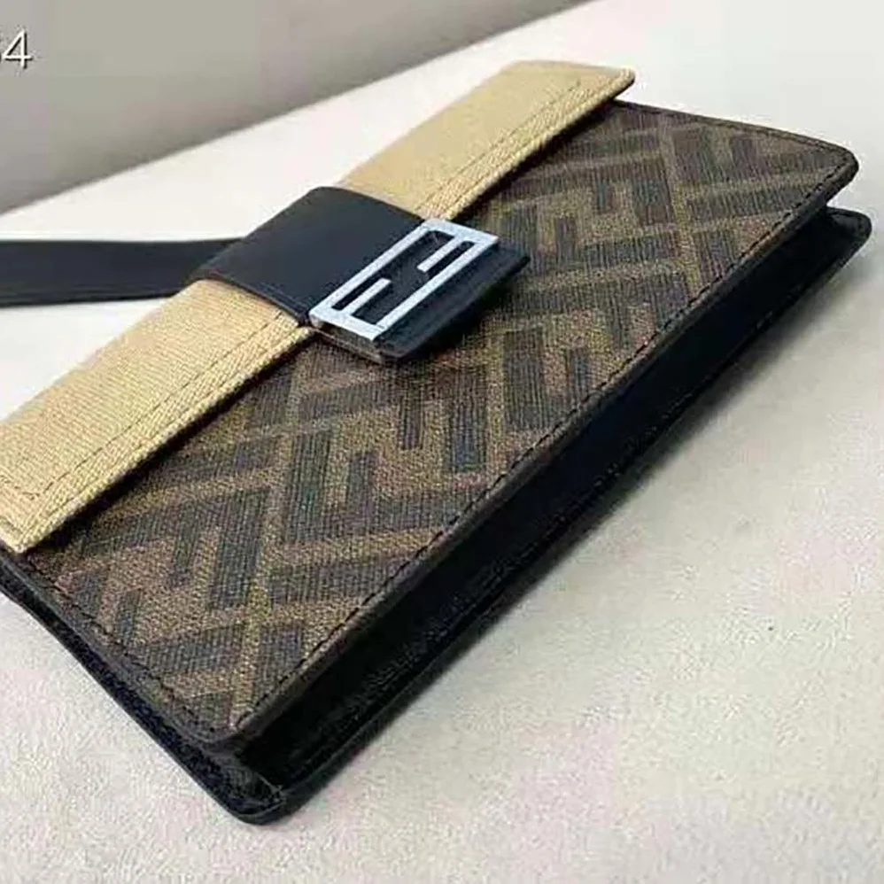 Fendi Baguette Pouch Brown Fabric Bag for Men in Beige
