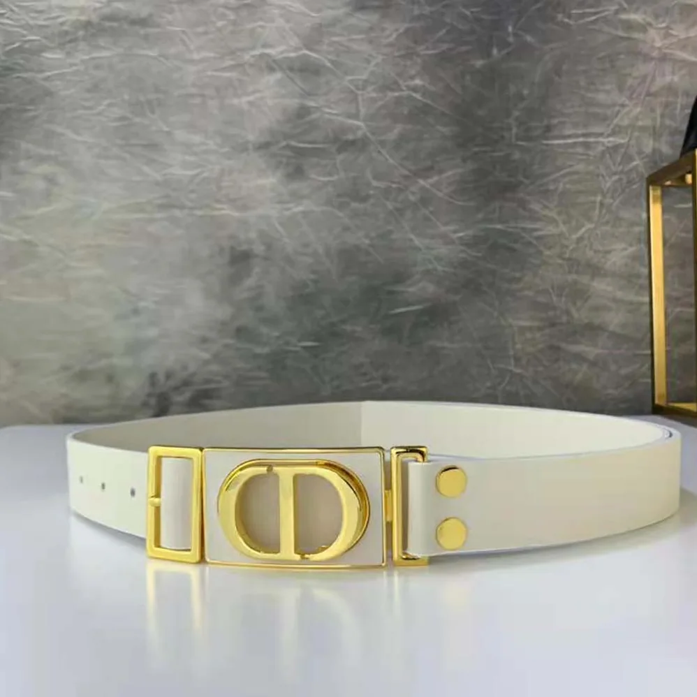 Dior 30 Montaigne Belt White Calfskin, 30 MM for Women