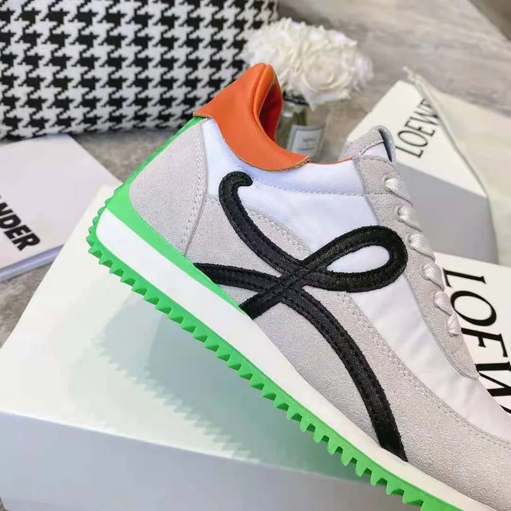 Loewe Flow Runner in Nylon and Suede for Women in Lime Loewe Flow Runner in Nylon and Suede for Women in Lime