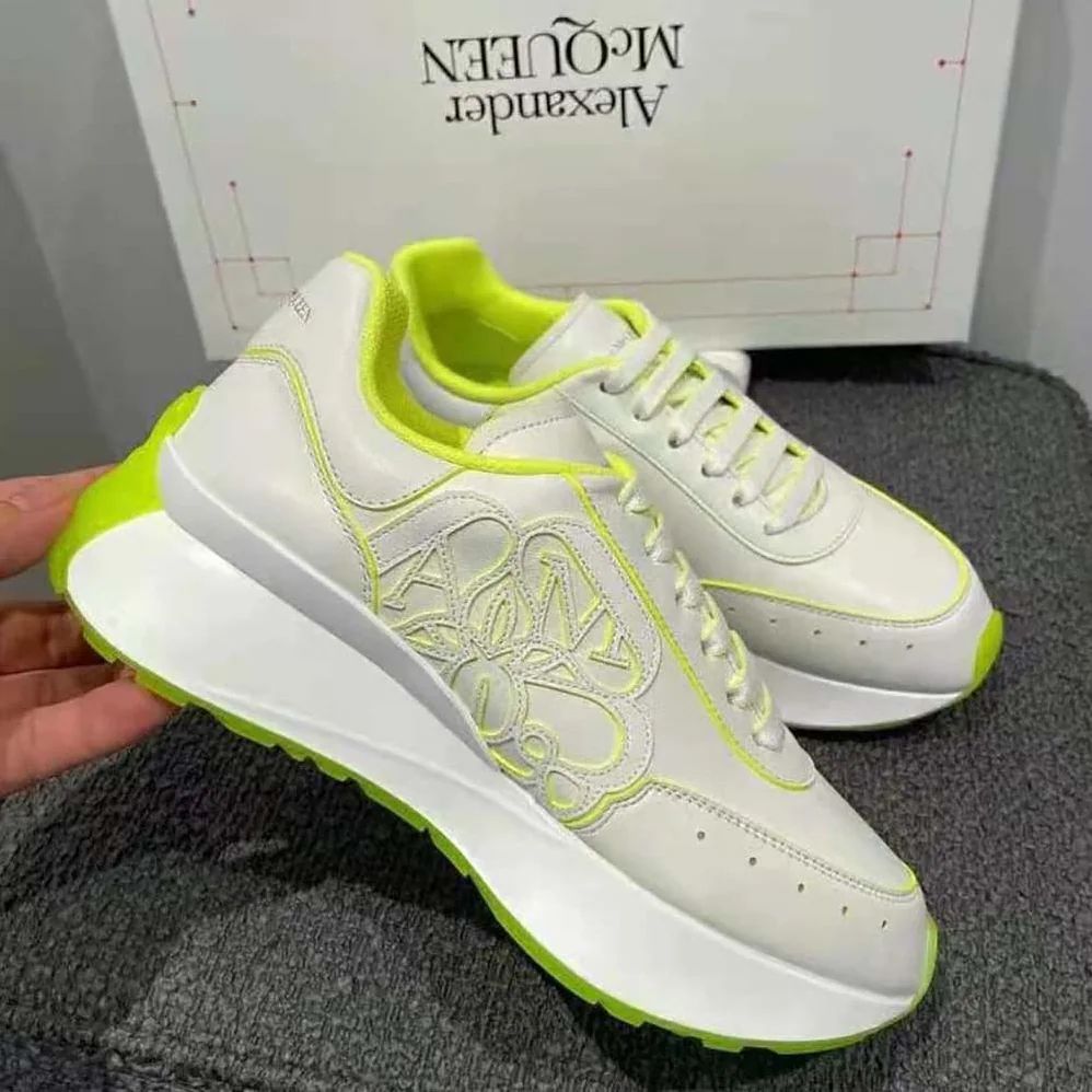Alexander Mcqueen Sprint Runner in White for Women in Acid Yellow