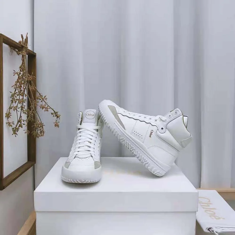 Chloe Franckie High-Top Sneaker in Smooth Calfskin for Women in White Chloe Franckie High-Top Sneaker in Smooth Calfskin for Women in White