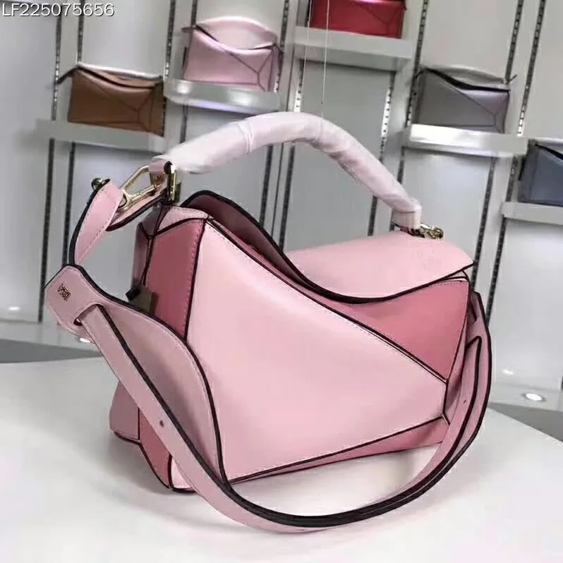 Loewe Puzzle Multi-color Bag with Strap Handle in Calfskin in Pink