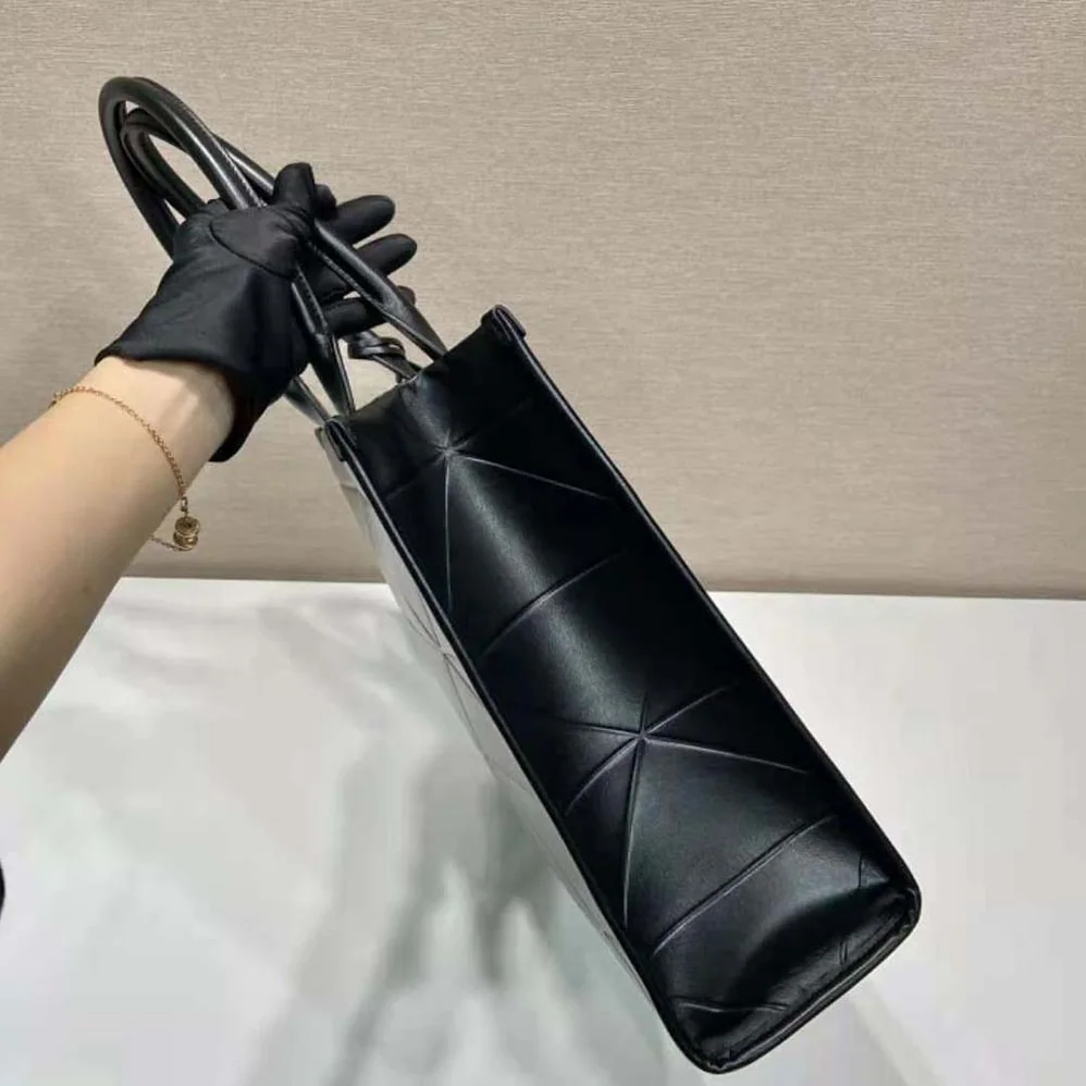 Prada Large Leather Prada Symbole Bag with Topstitching for Women