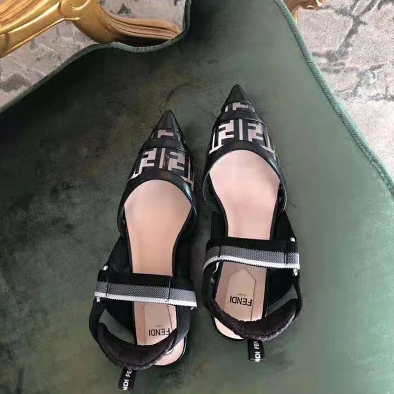 Fendi SABOTS Flats in PU and Leather for Women in Black