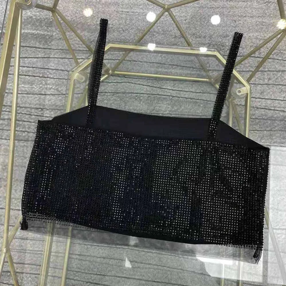 Prada Tulle Crop Top with Crystals for Women in Black Prada Tulle Crop Top with Crystals for Women in Black