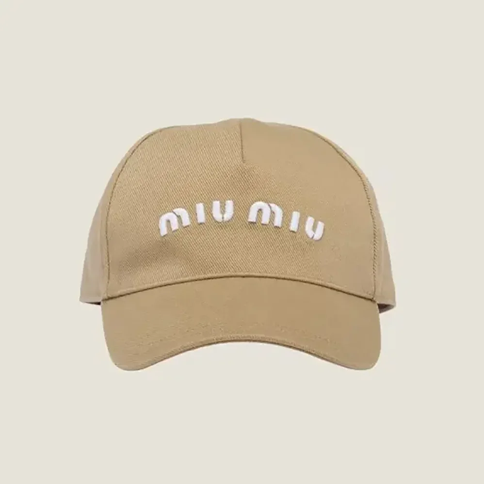 Miu Miu Drill Baseball Cap-Beige 5HC179_2DXI_F011P for Women