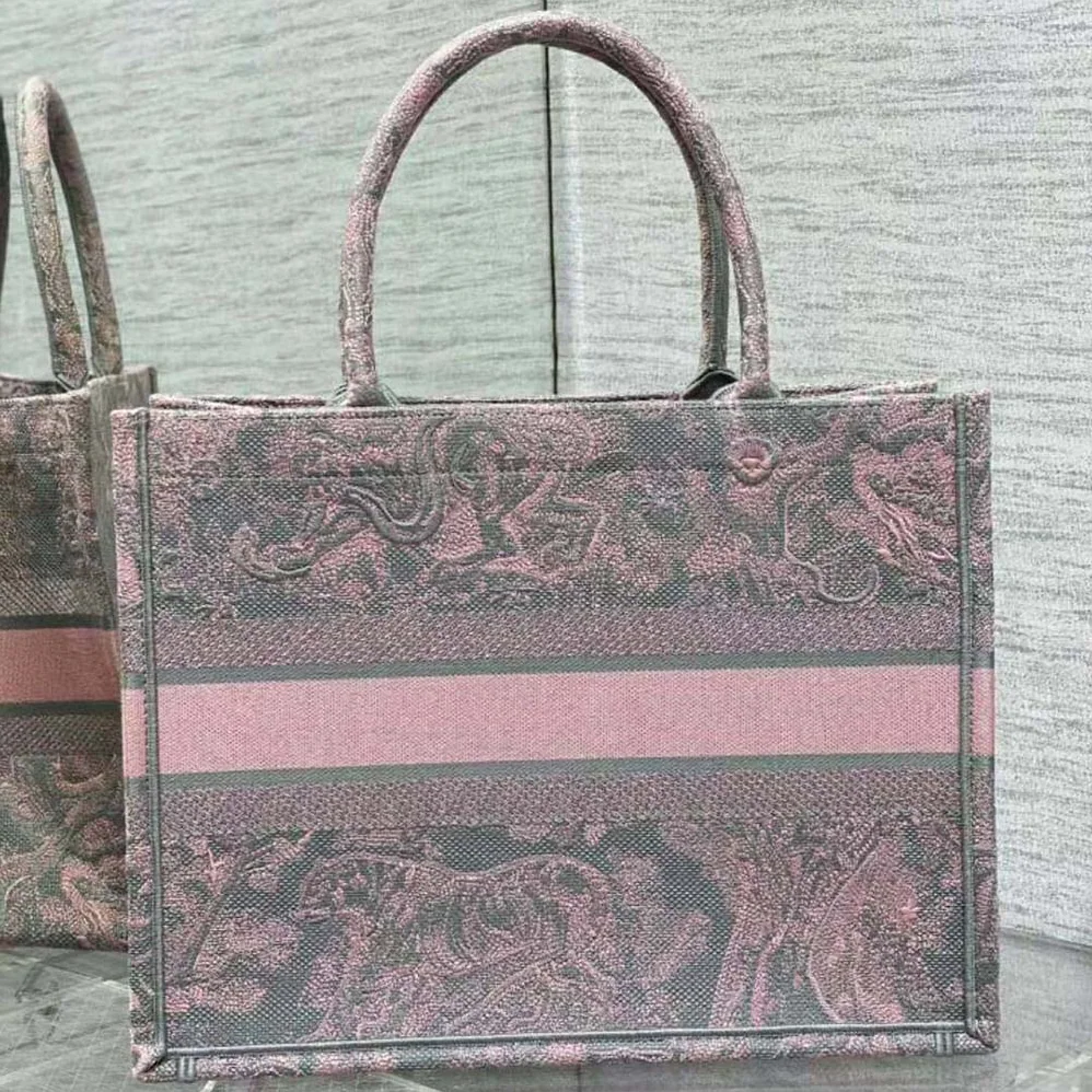 Dior Medium Dior Book Tote Gray and Pink Toile de Jouy Reverse Embroidery for Women Dior Medium Dior Book Tote Gray and Pink Toile de Jouy Reverse Embroidery for Women
