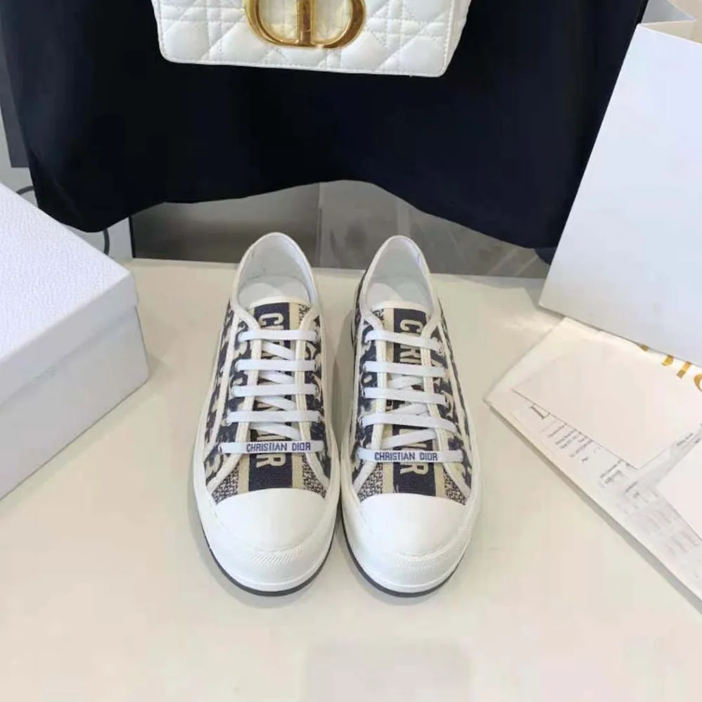 Dior Walk'n'dior Platform Sneaker Deep Blue Dior Oblique Embroidered Cotton for Women
