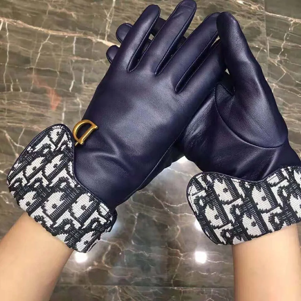 Dior Saddle Gloves Navy Blue Smooth Lambskin for Women Dior Saddle Gloves Navy Blue Smooth Lambskin for Women