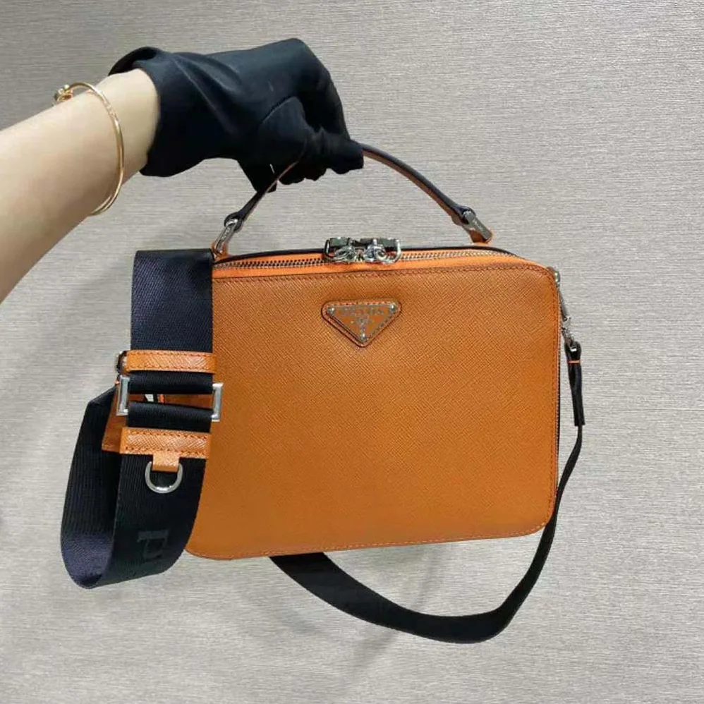 Prada Brique Saffiano Leather Bag for Men in Orange