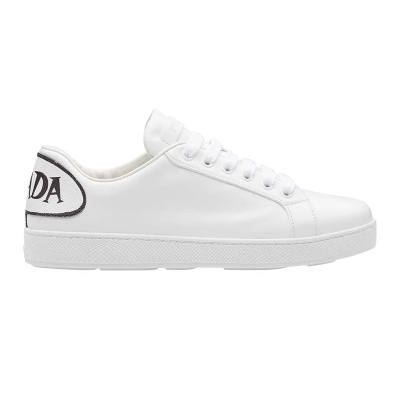Prada Leather Sneakers Applique Shoes White for Women