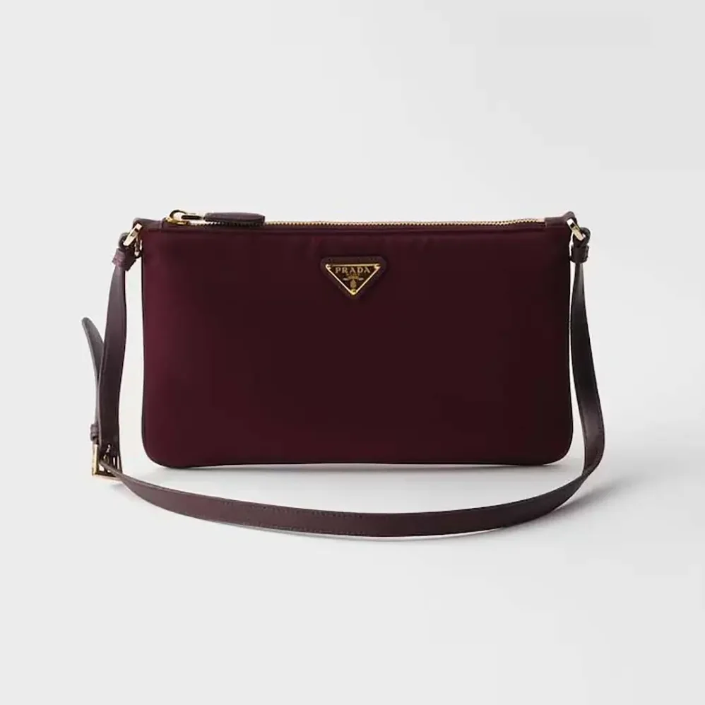 Prada Re-Nylon Pouch Enameled Metal Triangle Logo for Women Prada Re-Nylon Pouch Enameled Metal Triangle Logo for Women