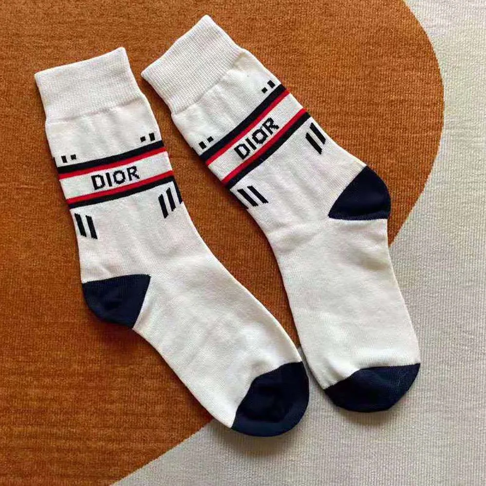 Dior Socks White and Ecru Dior Oblique Cotton Blend for Women Dior Socks White and Ecru Dior Oblique Cotton Blend for Women