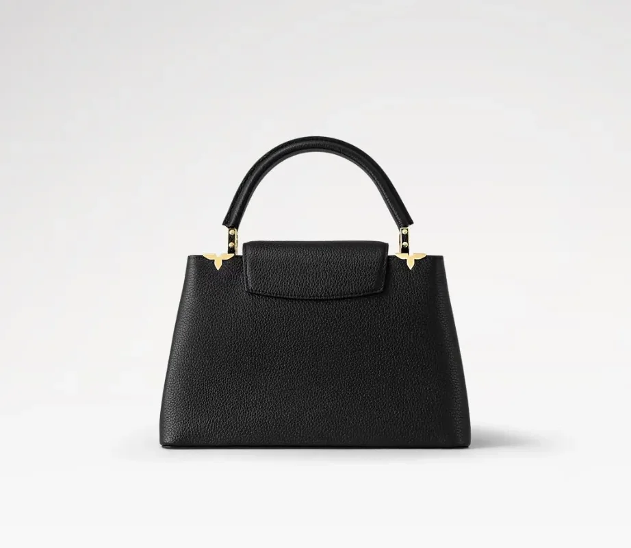 Louis Vuitton Capucines MM Top Handle Bag in Black Gold Hardware