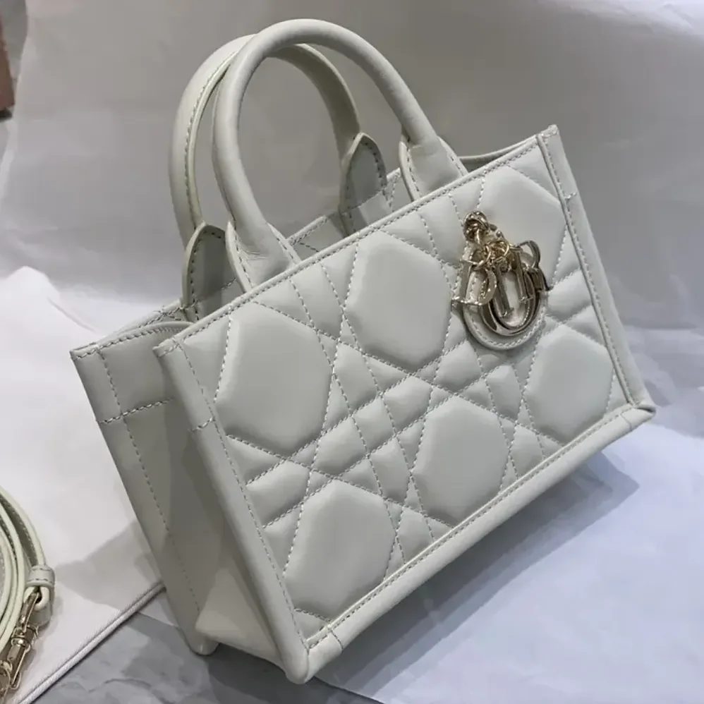 Dior Mini Dior Book Tote Latte Macrocannage Calfskin for Women