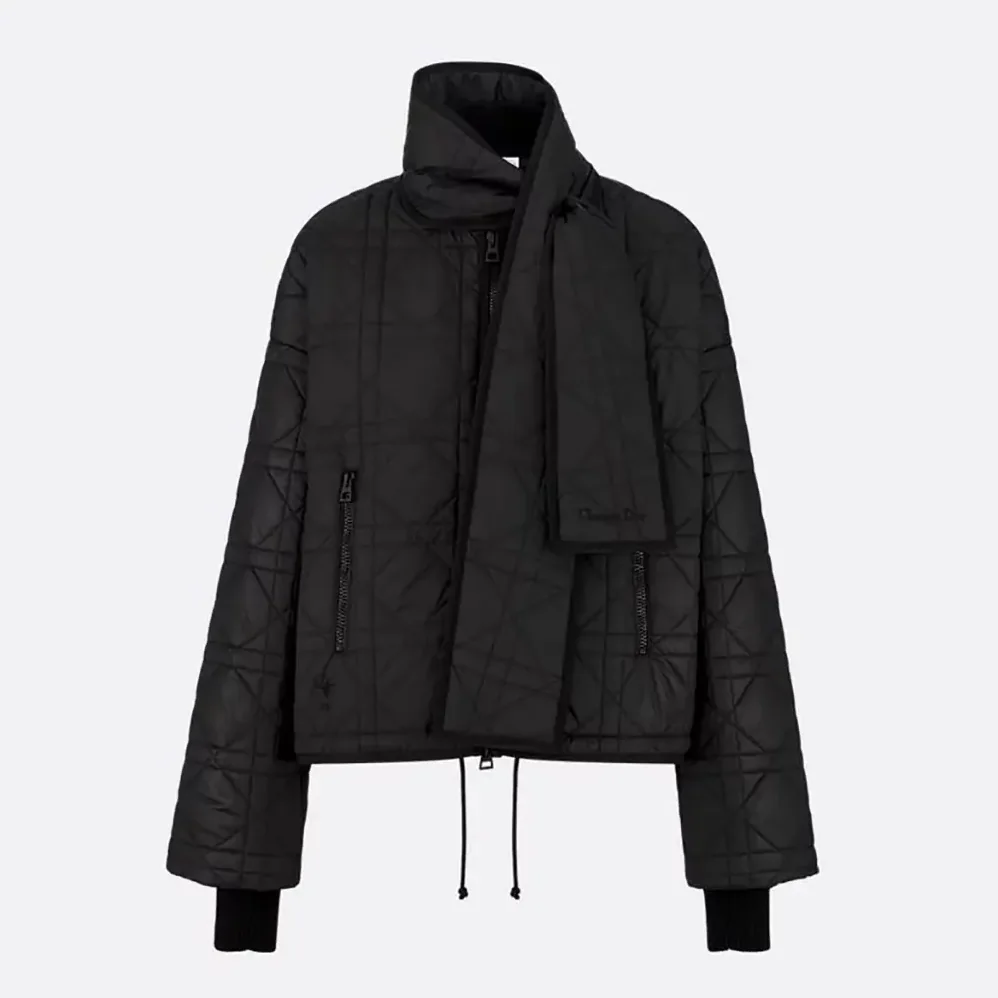 Dior Macrocannage Coat with Scarf Collar Black Quilted Technical Taffeta for Women Dior Macrocannage Coat with Scarf Collar Black Quilted Technical Taffeta for Women