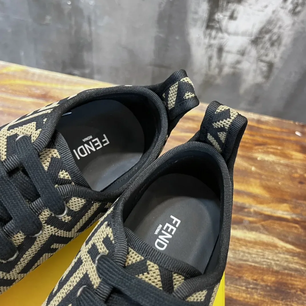 Fendi Domino Fabric Sneakers Brown Fendi Domino Fabric Sneakers Brown