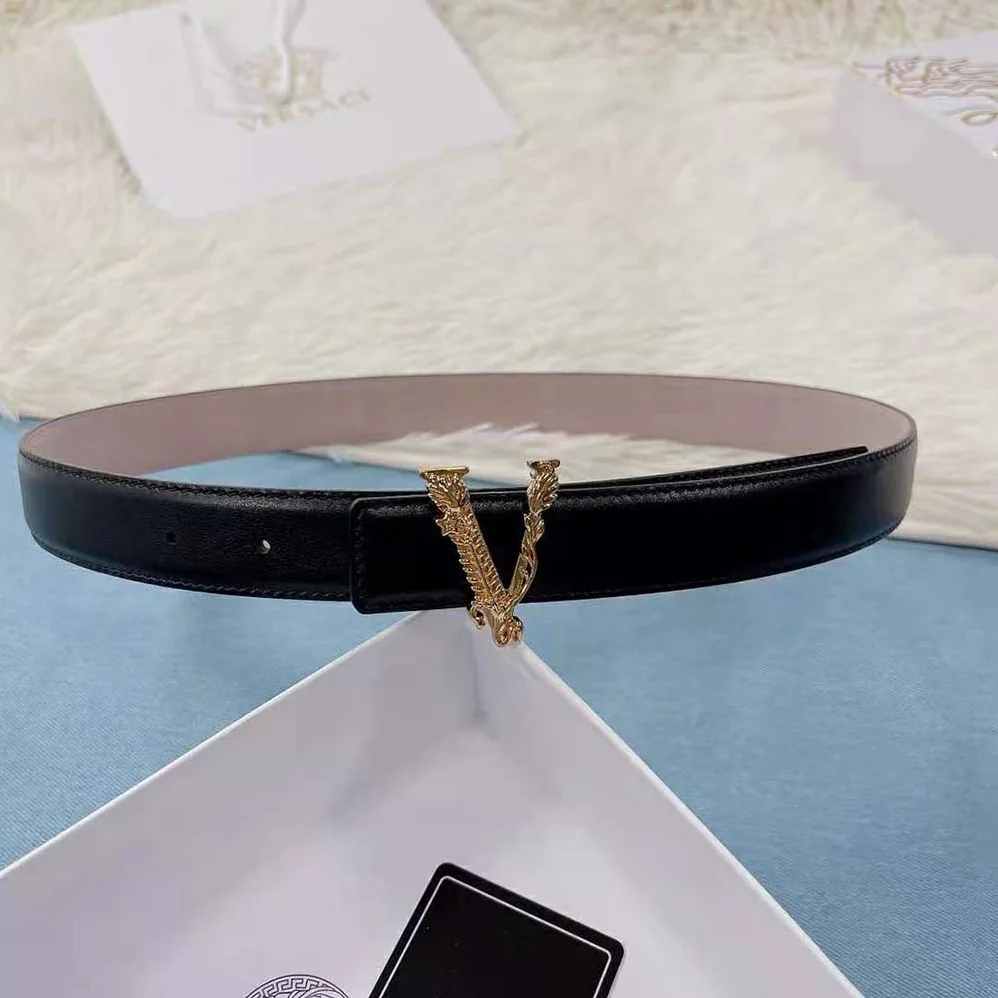 Versace Virtus Thin Waist belt in Calf Leather for Women in Black Versace Virtus Thin Waist belt in Calf Leather for Women in Black