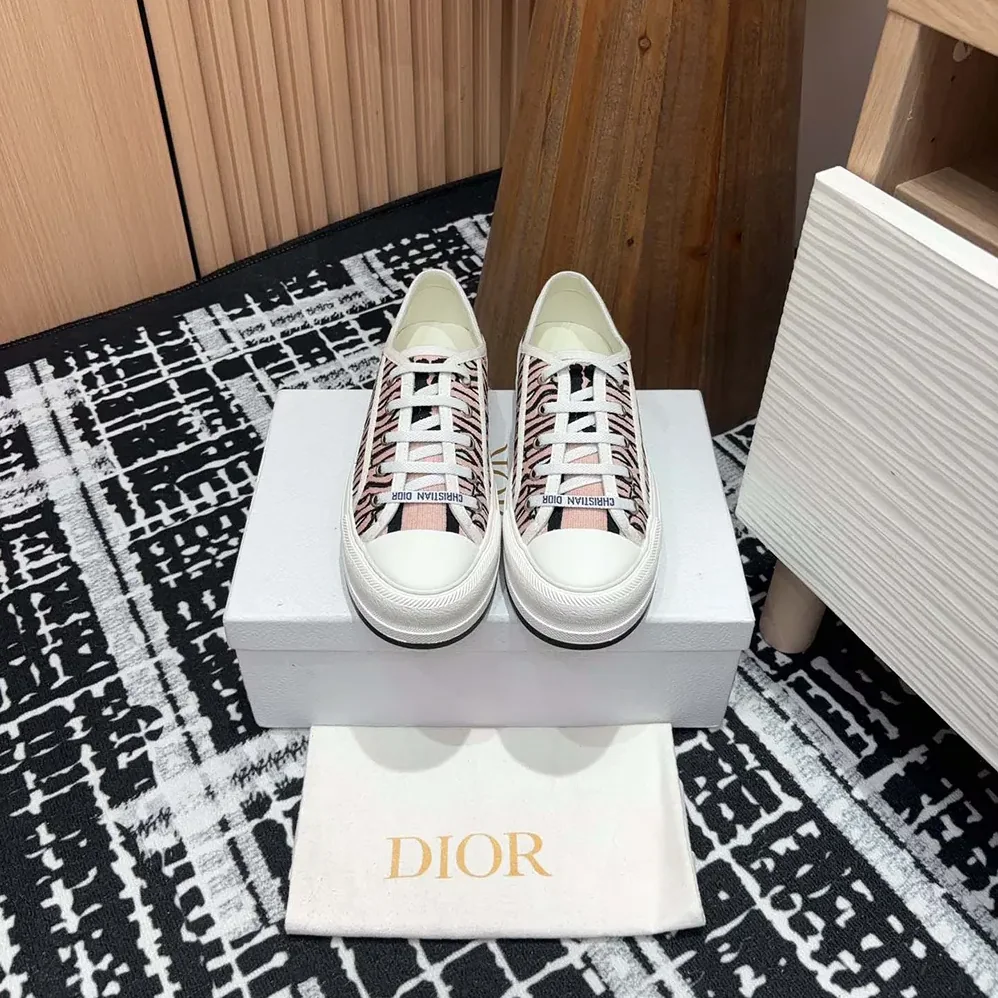 Dior Walk'n'Dior Platform Sneaker Embroidered Cotton for Women in Pink
